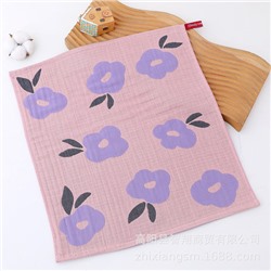 Zhiyang new red fruit peony flower five-layer yarn large square towel soft water absorption manufacturer wholesale Korean kitchen towel