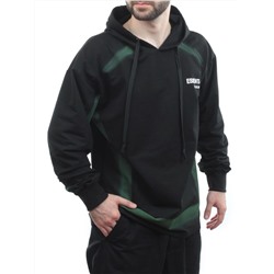 2649 BLACK/GREEN Толстовка мужская (75% хлопок, 20% полиэстер, 5% спандекс)