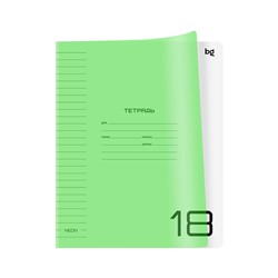 Тетрадь 18л., линия BG "UniTone. Neon", пластиковая обложка, неон салатовый