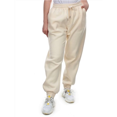 M075 BEIGE Брюки спортивные женские на флисе (100% хлопок) 7986