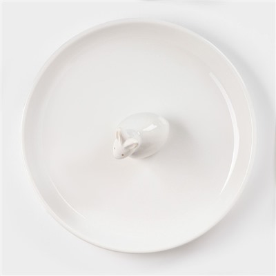 Блюдо «Зайка в золотом», d=20.5 см, доломит, белое