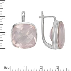 Серьги 'Квадо' с розовым кварцем ИАСК35416Х16РКR21