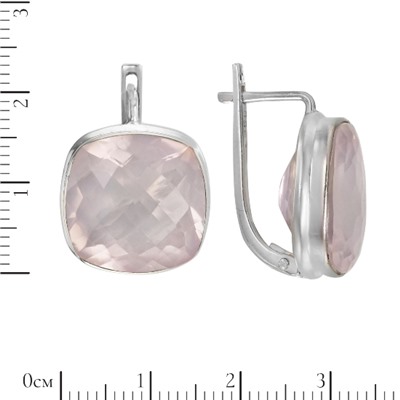 Серьги 'Квадо' с розовым кварцем ИАСК35416Х16РКR21