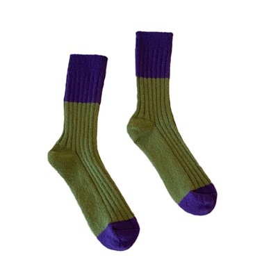 Brand demi-season velvet woolen retro keep warm socks, increased thickness, internet celebrity, mid-length