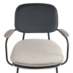Стул с подлокотниками и контрастным кантом Pea, велюр, темно-серый/бежевый