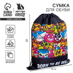 Мешок для обуви Born to be wild, полиэстер, размер 41×34 см