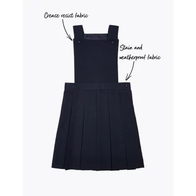 Girls' Permanent Pleats School Pinafore (2-12 Yrs)