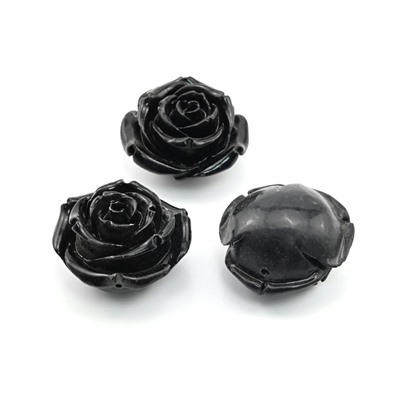 Бусина Кулон П, Розочка  36мм, цвет черный, отверстие 1,5мм.