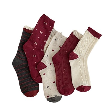 Demi-season brand knee socks with bow, mid-length