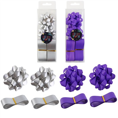 Набор для упаковки 4 предмета (бант 63мм (2шт), лента декоративная 28мм 3м (2шт) КОКОС 242665/12/Китай