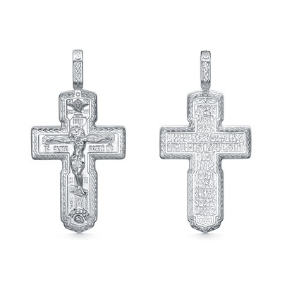 Крест из серебра литье белый