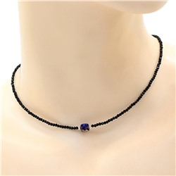 Чокер из шпинели шарик граненый 2мм с подвеской из циркона, 38см