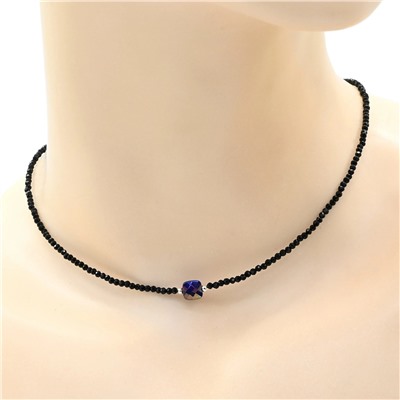 Чокер из шпинели шарик граненый 2мм с подвеской из циркона, 38см