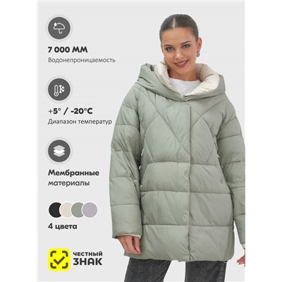 Куртка женская зимняя с капюшоном большого размера зеленого цвета 1170Z