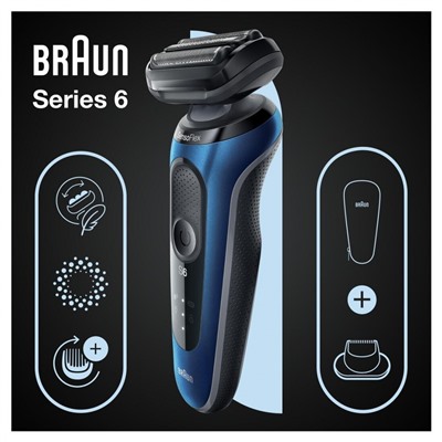 Braun Elektrischer Rasierer fur Manner quot;Series 6 60-B1200squot; in Blau  Электробритва мужская "Series 6 60-B1200s" в синем