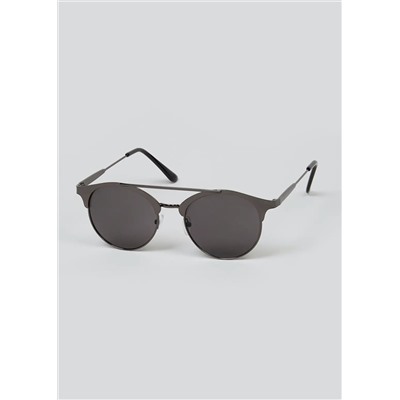 Round Frame Brow Bar Sunglasses