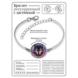 BSI-0156 Браслет металлический Волк неон