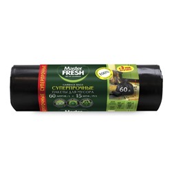 Пакеты д/мусора Master FRESH суперпрочные 60л 15шт черные
