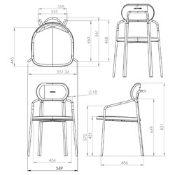 Набор из 2 стульев Ror, Round, велюр, черный/розовый