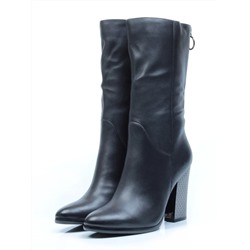 02-YF189-120M BLACK Полусапоги зимние женские (натуральная кожа, натуральный мех (еврозима))