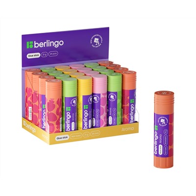 Клей-карандаш Berlingo "Aroma", 21г, ароматизированный (мята, лимон, клубника, роза), ПВП