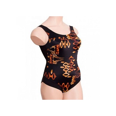 К0792-2Ч П162 Купальник Коричневый рисунок на черном 164-112-118