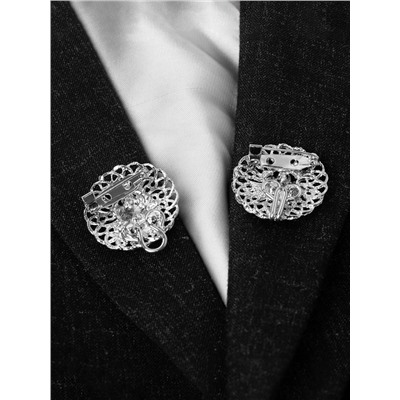 Зажим для кардигана «Кружево», цвет белый в серебре