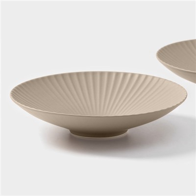 Тарелки Magistro Jarwah Lausanne, 600 мл, 21.5×5 см, глубокие, набор 2 шт., фарфор, коричневые