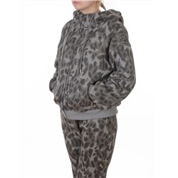 869-3 GRAY/LEOPARD Костюм спортивный зимний женский (95% хлопок, 5% полиэстер)