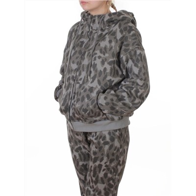 869-3 GRAY/LEOPARD Костюм спортивный зимний женский (95% хлопок, 5% полиэстер)