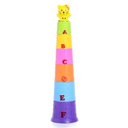 Игровой набор «Пирамида»: 6 стаканчиков, 1 игрушка (зайчик/мишка), МИКС