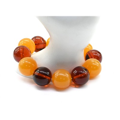 Браслет из янтаря шарик 20мм коньячный, карамельный