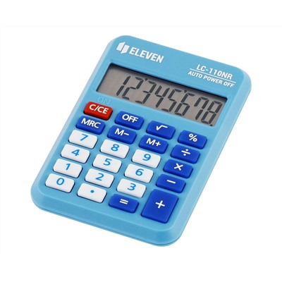 Калькулятор карманный Eleven LC-110NR-BL, 8 разрядов, питание от батарейки, 58*88*11мм, голубой