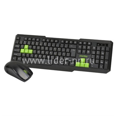 Комплект клавиатура+ мышь Smartbuy 230346AG-KN беспроводной (черный/зеленый)