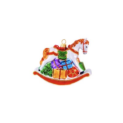 Лошадка-качалка с подарками (стекло) 11,5х4,5х8 см