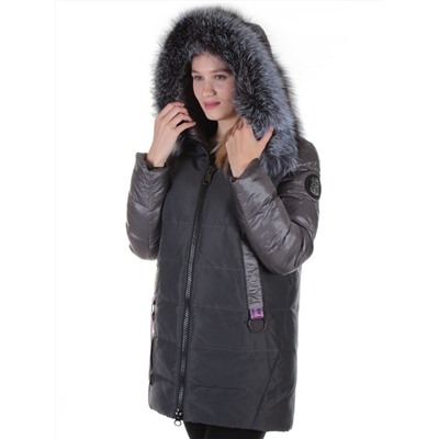 8186 DK. GRAY Пальто женское с натуральным мехом Jarius