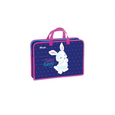 Папка с ручками 1 отделение, А4 Först "Sweet bunny", 340*245*75мм, пластик, на молнии