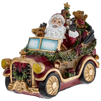 GAEM Фигурка декоративная "Дед Мороз на машине" с подсвет (2xAA н/п), L25 W12 H16 см