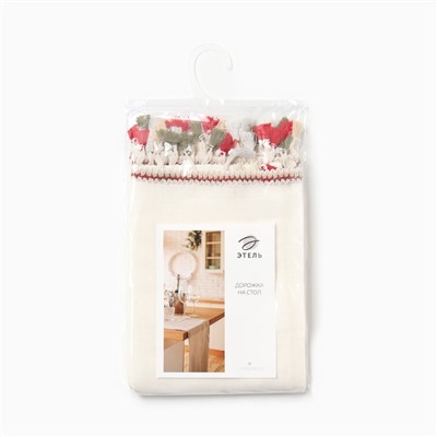 Дорожка на стол Этель Home collection, 40×146 см, 100% лён, белая