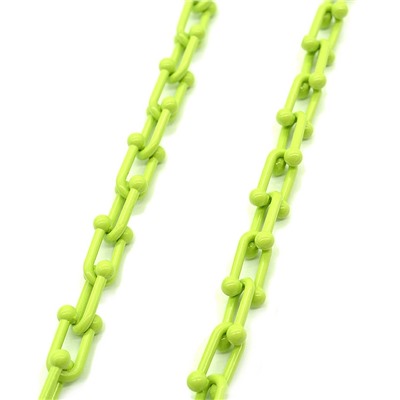 Цепочка для украшений, звено 15*9мм  с эмалью цв.салатовый, 50см