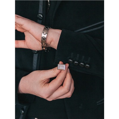 Запонки «Прямоугольник», с точечным нанесением, цвет серебро