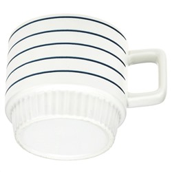 Кружка фарфоровая "Геометрия-2" "Линии" 320мл, д8,9см h8см, матовая глазурь, с деколью, цвет - белый, д/горла 8,5см, д/основания 6,9см, в коробке (Китай)