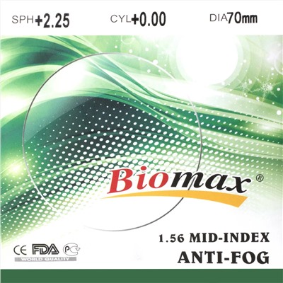 Линза полимерная ANTI-FOG N=1.56 HMC EMI UV