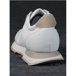 05-PDJ66-1 WHITE/BEIGE Кроссовки женские (натуральная кожа)