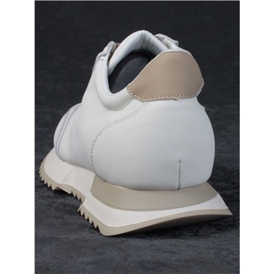 05-PDJ66-1 WHITE/BEIGE Кроссовки женские (натуральная кожа)
