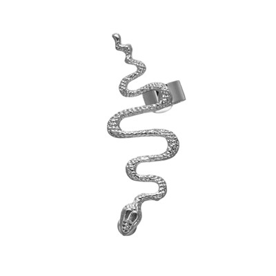 Серьга «Кафф» змея анаконда, цвет серебро