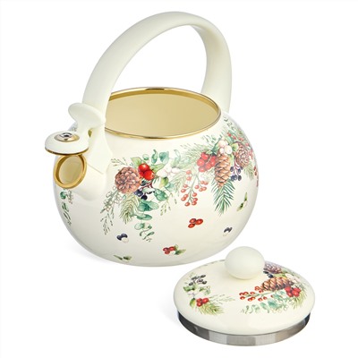 ЧАЙНИК AGNESS ЭМАЛИРОВАННЫЙ СО СВИСТКОМ СЕРИЯ "CELEBRATION", 2,2Л, ИНДУКЦИОННОЕ ДНО