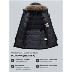 Парка зимняя мужская с капюшоном и мехом енот черного цвета 9537-1Ch