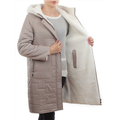2661 BEIGE Пальто двухстороннее женское еврозима (100 гр. холлофайбер)