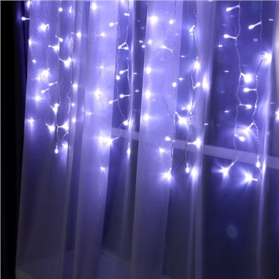 УЦЕНКА Гирлянда «Занавес», 2×1.5 м, IP20, 360 LED, 220 В, 8 режимов, прозрачная нить, свечение белое
